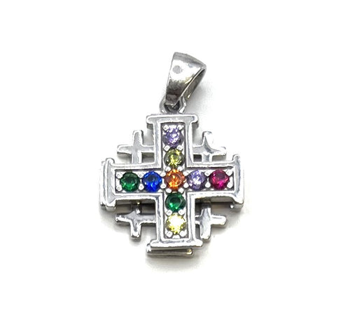 Sterling Silver Double Jerusalem Cross Pendant